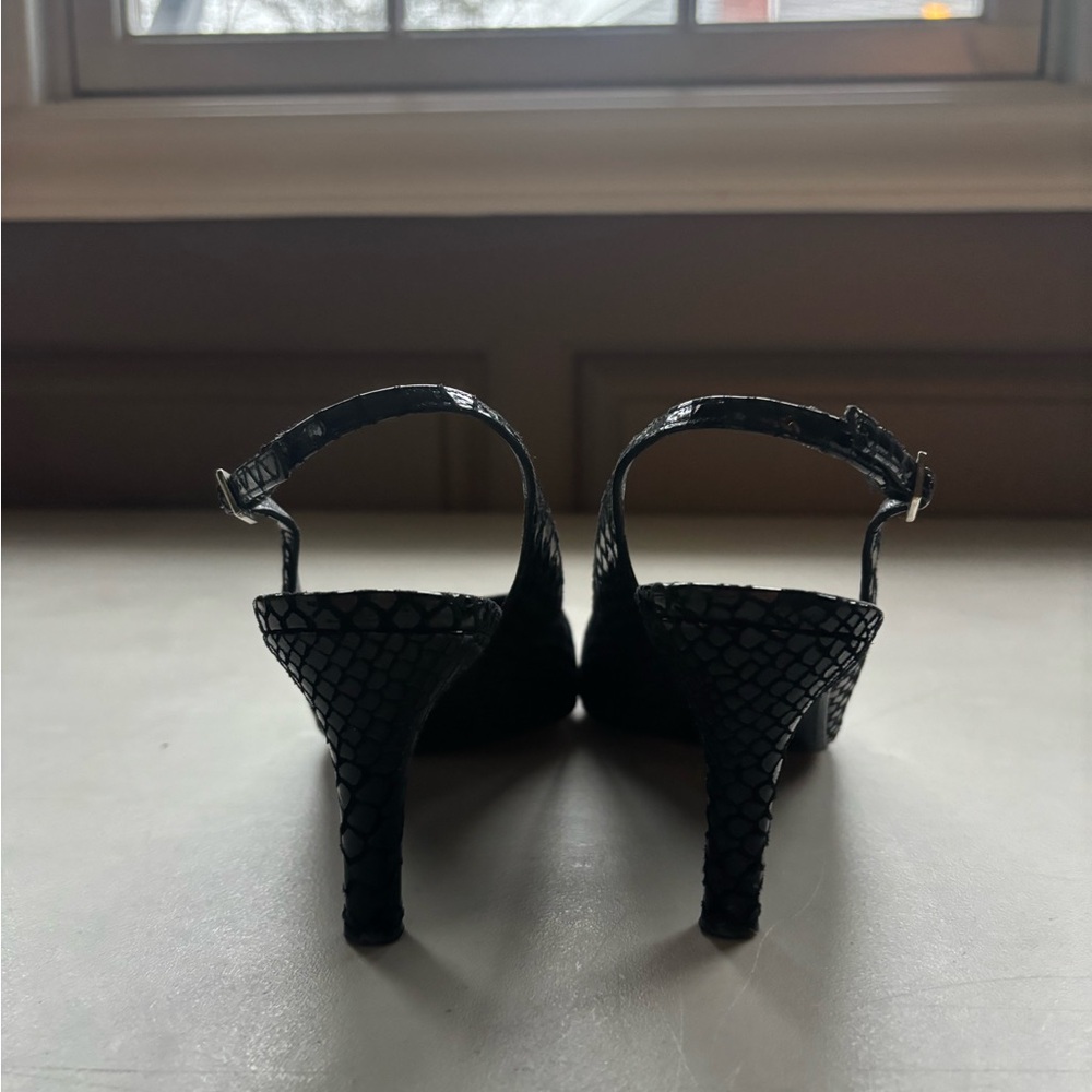 Vintage Stuart Weitzman Black python Slingback He… - image 3